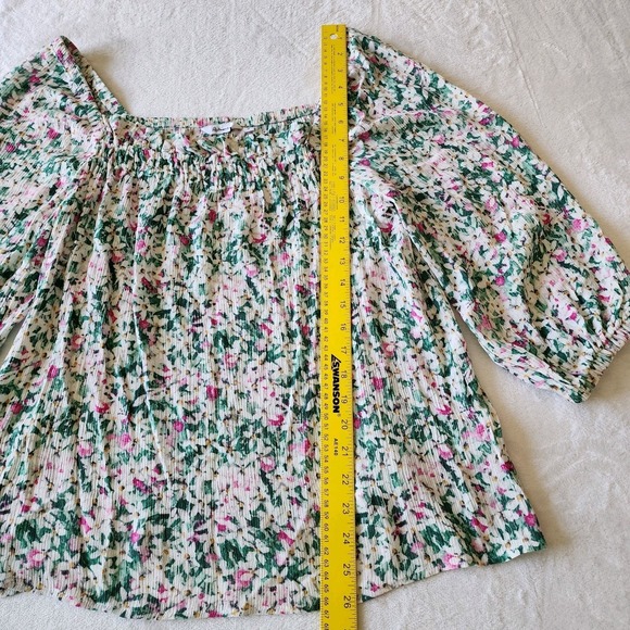 Reitmans Peasant‎ Blouse Womens Medium Smocked Ditsy Cottagecore Farmhouse Boho - Picture 8 of 12